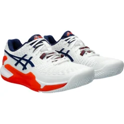 CHAUSSURES ASICS GEL-RESOLUTION 9 MELBOURNE TERRE BATTUE -Équipement De Tennis 1041a375 102 blanc 3