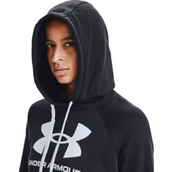SWEAT UNDER ARMOUR FEMME RIVAL FLEECE LOGO A CAPUCHE -Équipement De Tennis 1356318 001 noir 4