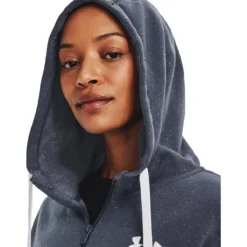 SWEAT UNDER ARMOUR FEMME RIVAL FLEECE FZ A CAPUCHE -Équipement De Tennis 1356400 044 gris 3