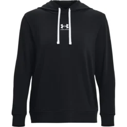 SWEAT UNDER ARMOUR FEMME RIVAL TERRY A CAPUCHE -Équipement De Tennis 1369855 001 noir 4