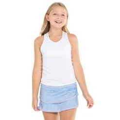 JUPE LUCKY IN LOVE JUNIOR CHAMBRAY RUCHE TIER LIBERTY IN LOVE -Équipement De Tennis b127 r25962 bleu 4