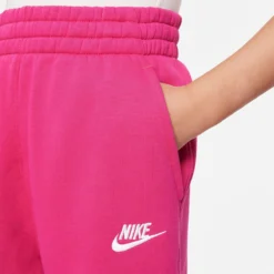 PANTALON NIKE JUNIOR FILLE CLUB FLEECE TAILLE HAUTE -Équipement De Tennis fd2921 615 rose 3