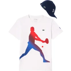 PACK FAN LACOSTE DJOKOVIC T-SHIRT + CASQUETTE -Équipement De Tennis th7516 001 blanc 4