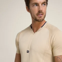 T-SHIRT WILSON SERIES SEAMLESS ZIP HENLEY 2.0 -Équipement De Tennis w91m314107w dkc beige 4