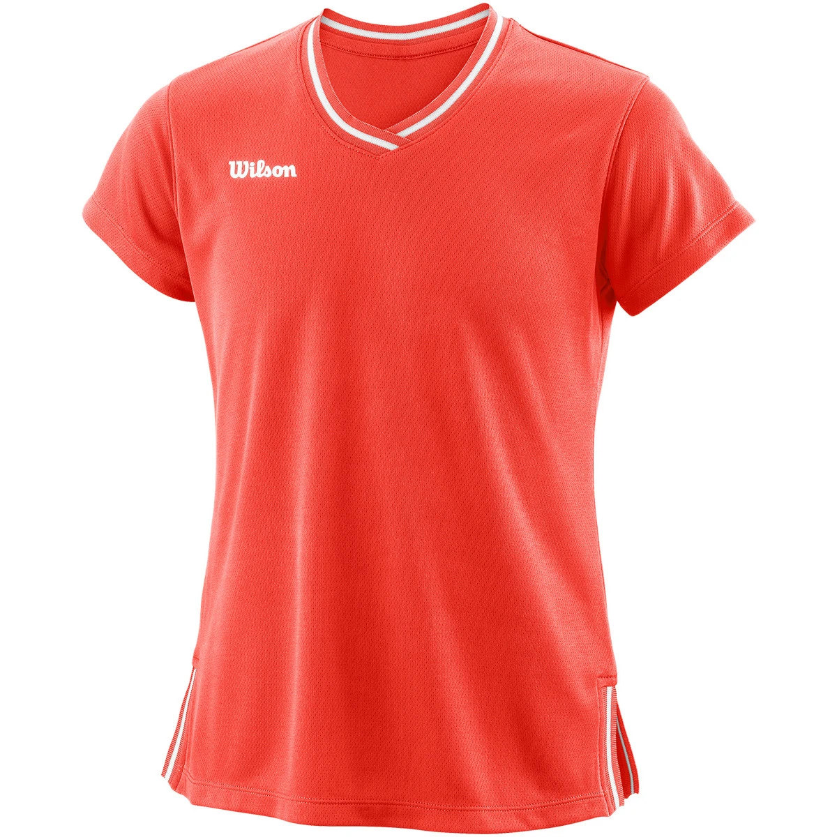 Tee-Shirt Wilson Junior Fille Team 2 V-Neck Corail 1 Tee-Shirt Wilson Junior Fille Team 2 V-Neck Corail